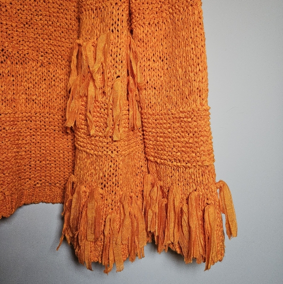 Boho Crochet Fringed Orange Cardigan Medium - Picture 3 of 13